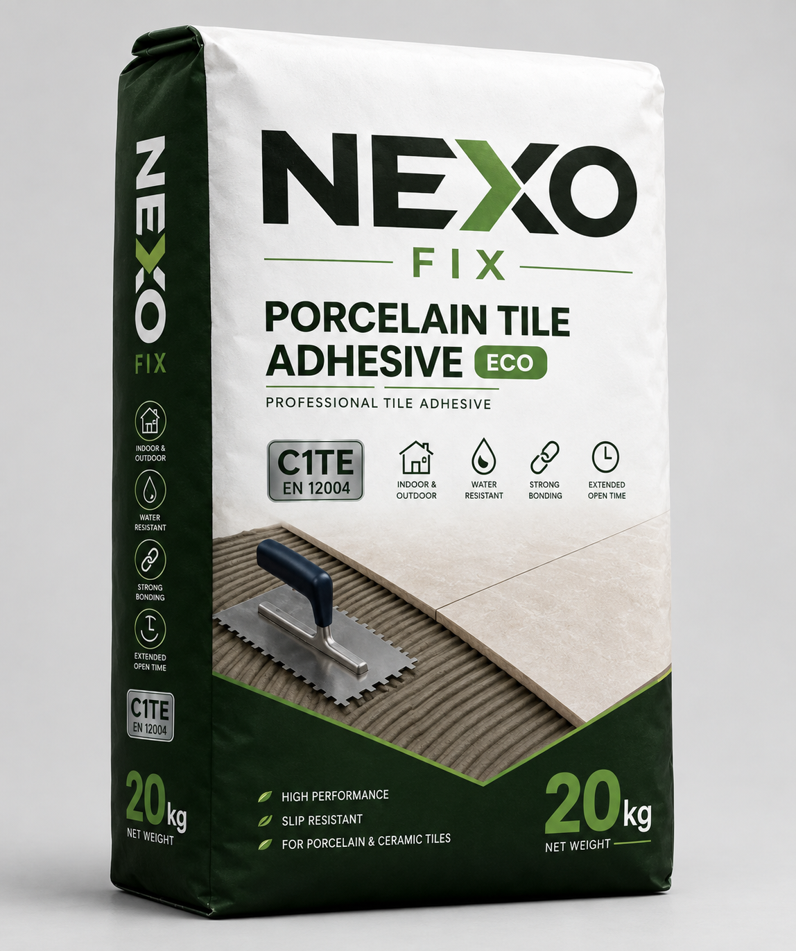 چسب پودری کاشی سرامیک Nexofix ECO Vip سفید الیاف دار